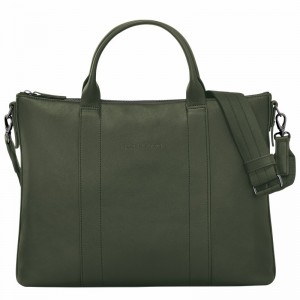 Longchamp 3D Aktentas Dames Khaki Uitverkoop | 10237HCV292