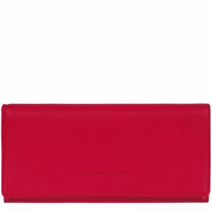 Longchamp Le FOULONNÉ Continental Portefeuille Dames Rood Uitverkoop | L3044021C39