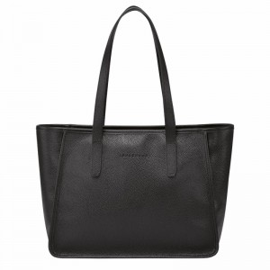 Longchamp Le FOULONNÉ L Tote Tassen Dames Zwart Uitverkoop | 10190021001