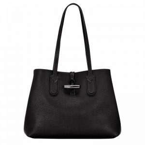 Longchamp Le Roseau Essential M Tote Tassen Dames Zwart Uitverkoop | 10183968001