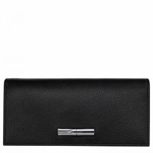 Longchamp Le Roseau Flap Portefeuille Dames Zwart Uitverkoop | L3044HFP001