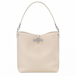 Longchamp Le Roseau M Schoudertas Dames Wit Uitverkoop | 10281HFP555