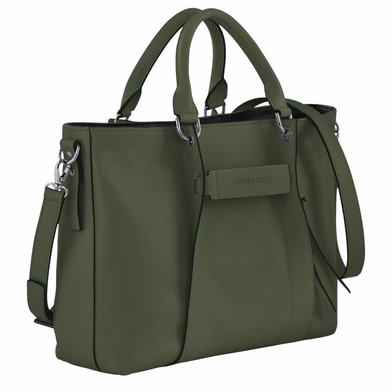 Longchamp 3D L Handtas Dames Khaki Uitverkoop | 10198HCV292