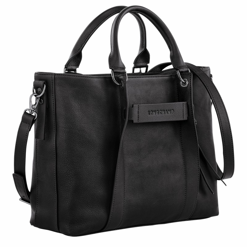 Longchamp 3D L Handtas Dames Zwart Uitverkoop | 10198HCV001