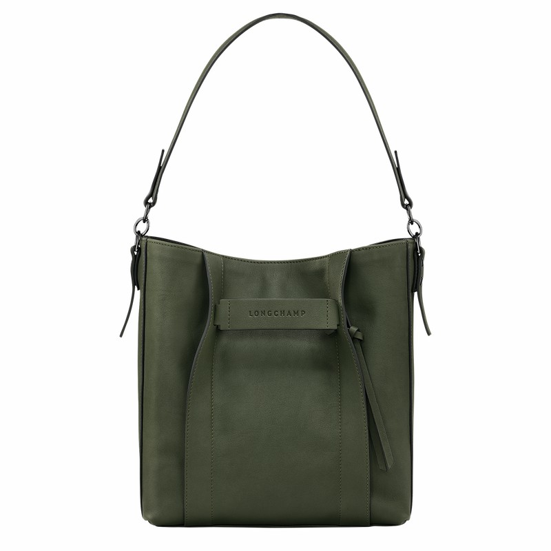 Longchamp 3D M Hobo Tas Dames Khaki Uitverkoop | 10225HCV292