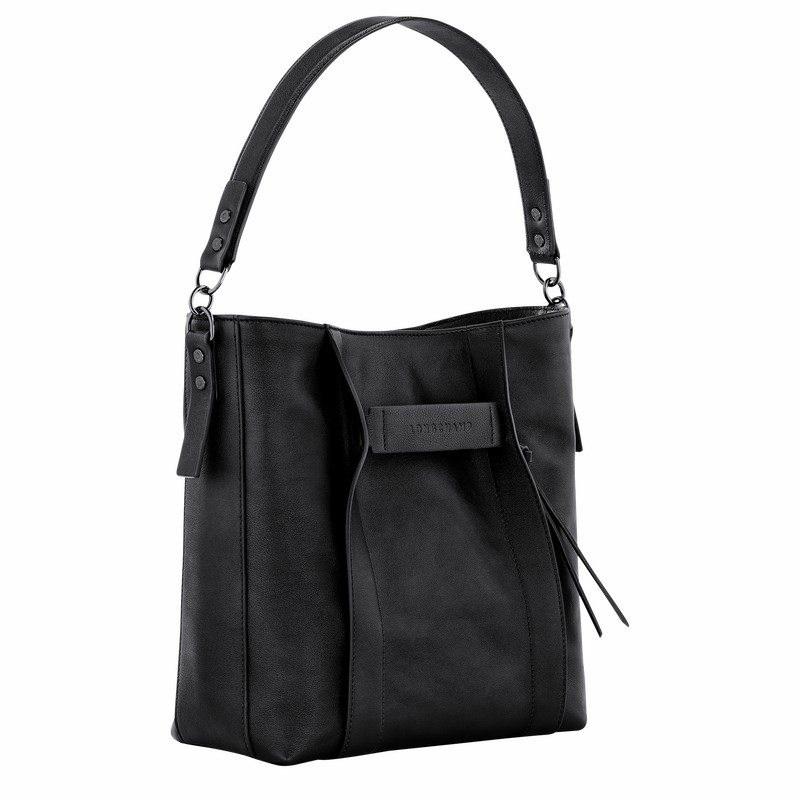 Longchamp 3D M Hobo Tas Dames Zwart Uitverkoop | 10225HCV001