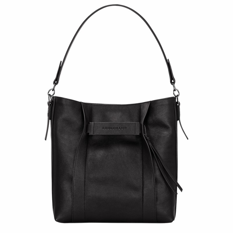 Longchamp 3D M Hobo Tas Dames Zwart Uitverkoop | 10225HCV001