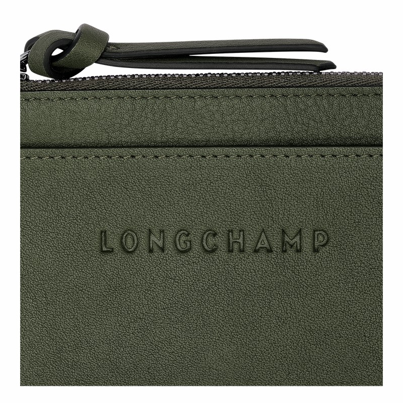 Longchamp 3D Pasjeshouder Heren Khaki Uitverkoop | 30034HCV292-