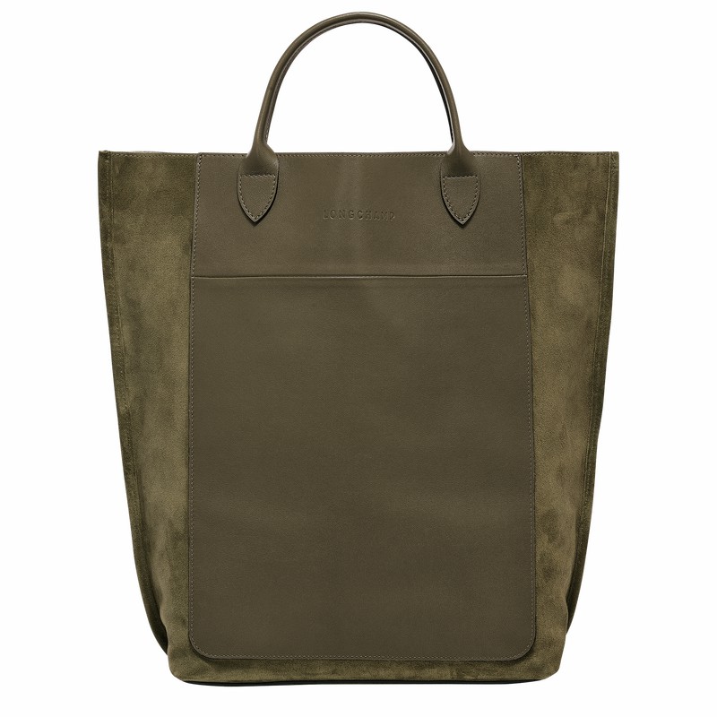 Longchamp Cabas Longchamp M Tote Tassen Dames Khaki Uitverkoop | 10277HFO292