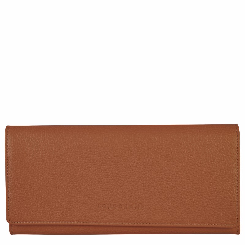 Longchamp Le FOULONNÉ Continental Portefeuille Dames Caramel Uitverkoop | L3044021121