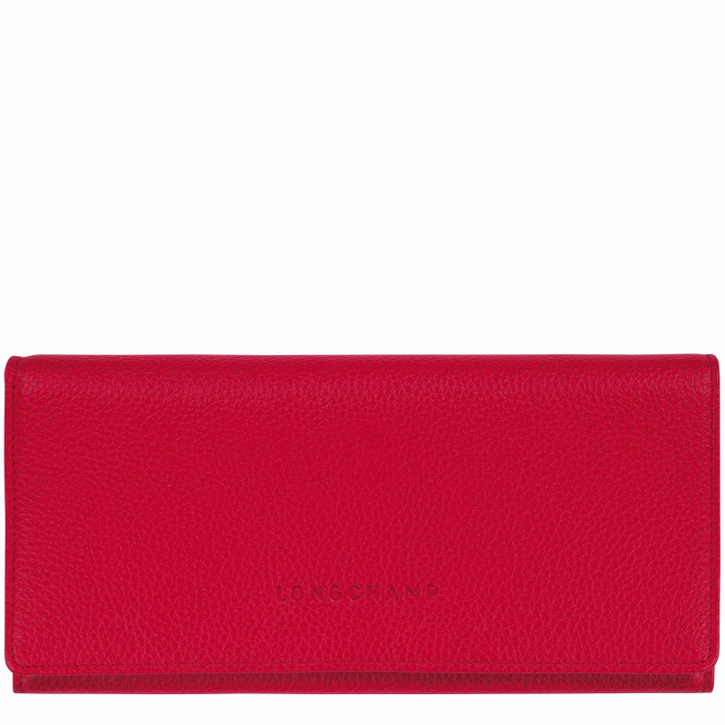 Longchamp Le FOULONNÉ Continental Portefeuille Dames Rood Uitverkoop | L3044021C39