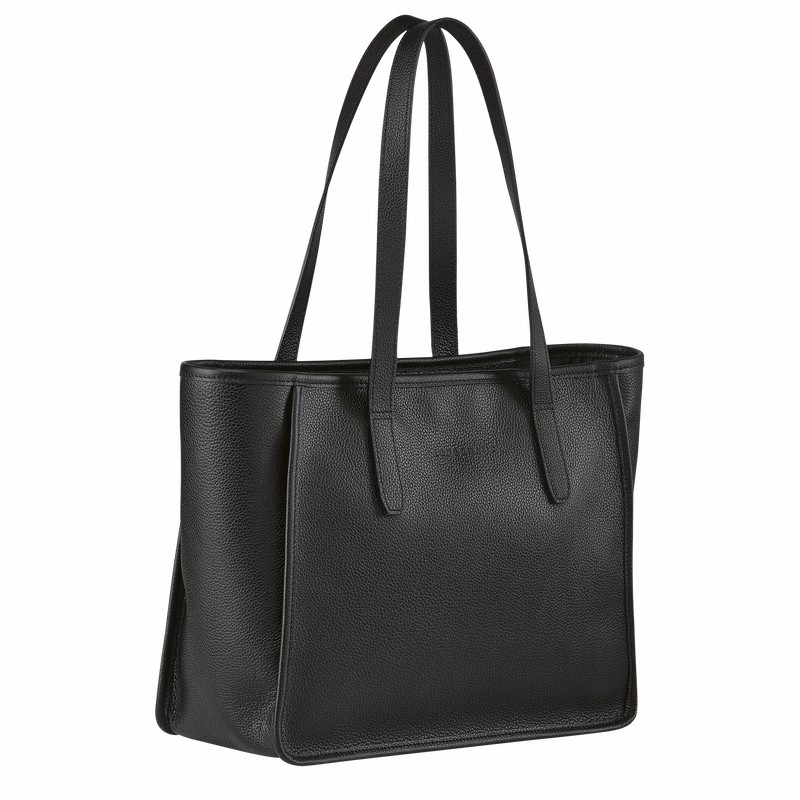 Longchamp Le FOULONNÉ L Tote Tassen Dames Zwart Uitverkoop | 10190021001