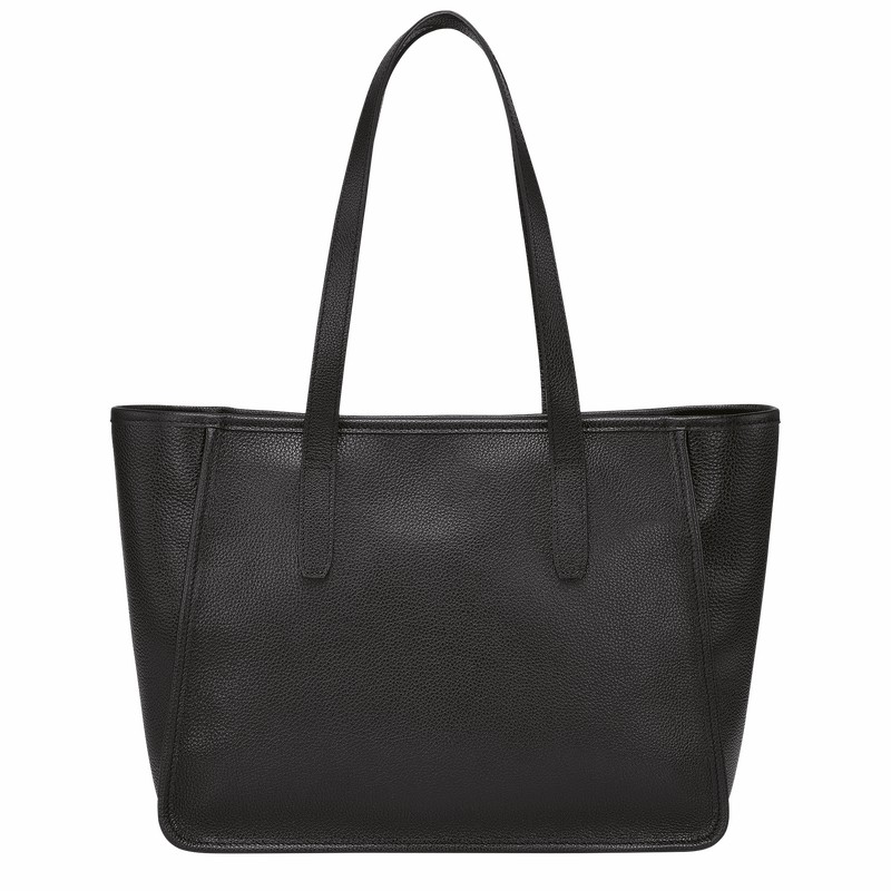 Longchamp Le FOULONNÉ L Tote Tassen Dames Zwart Uitverkoop | 10190021001