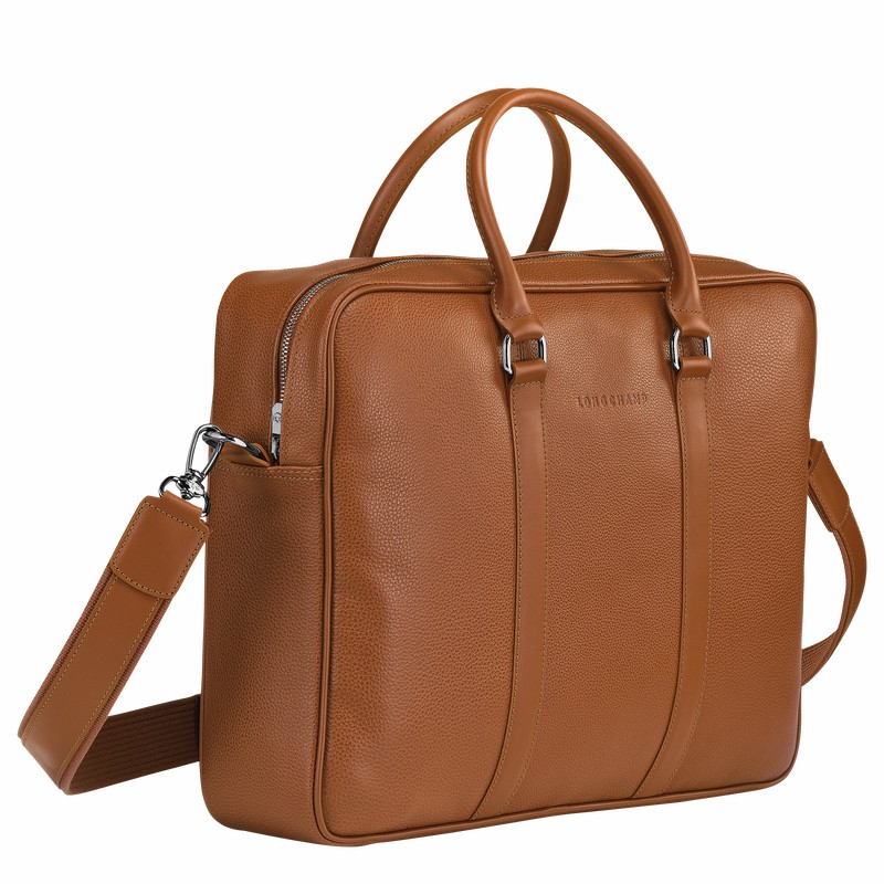 Longchamp Le FOULONNÉ M Aktentas Heren Caramel Uitverkoop | L2123021F72-