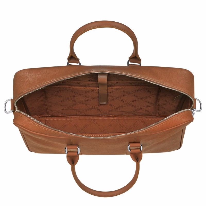 Longchamp Le FOULONNÉ M Aktentas Heren Caramel Uitverkoop | L2123021F72-