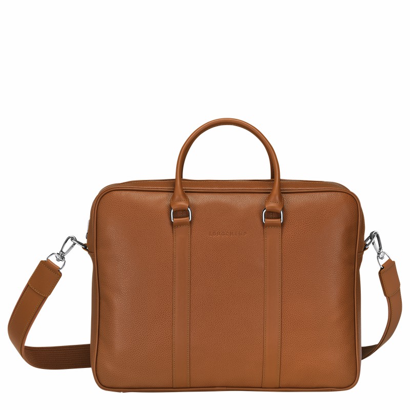 Longchamp Le FOULONNÉ M Aktentas Heren Caramel Uitverkoop | L2123021F72-