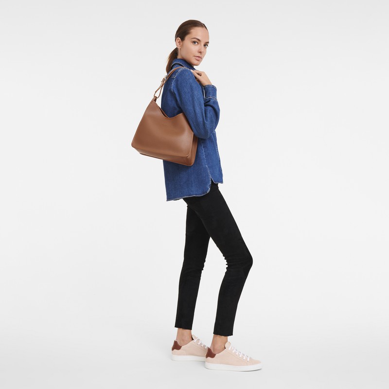 Longchamp Le FOULONNÉ M Hobo Tas Dames Caramel Uitverkoop | 10155021121