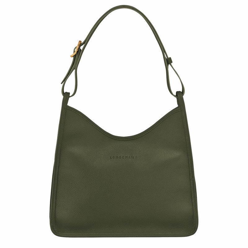 Longchamp Le FOULONNÉ M Hobo Tas Dames Khaki Uitverkoop | 10155021892