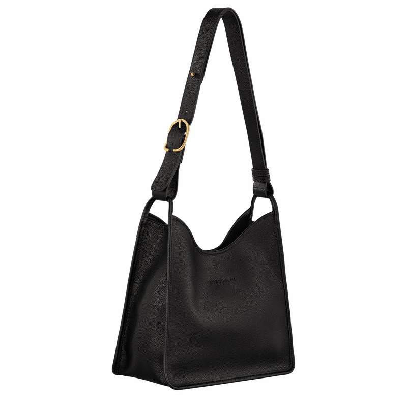 Longchamp Le FOULONNÉ M Hobo Tas Dames Zwart Uitverkoop | 10155021001