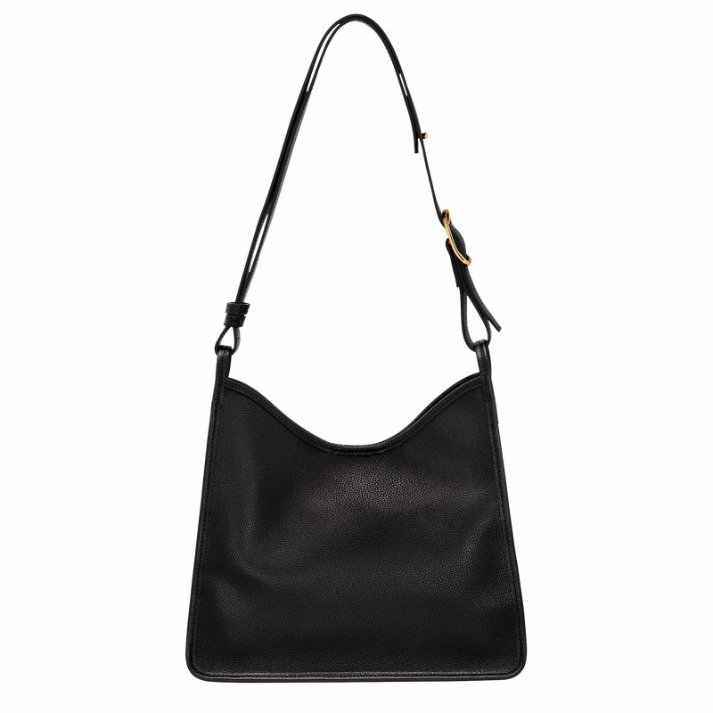 Longchamp Le FOULONNÉ M Hobo Tas Dames Zwart Uitverkoop | 10155021001