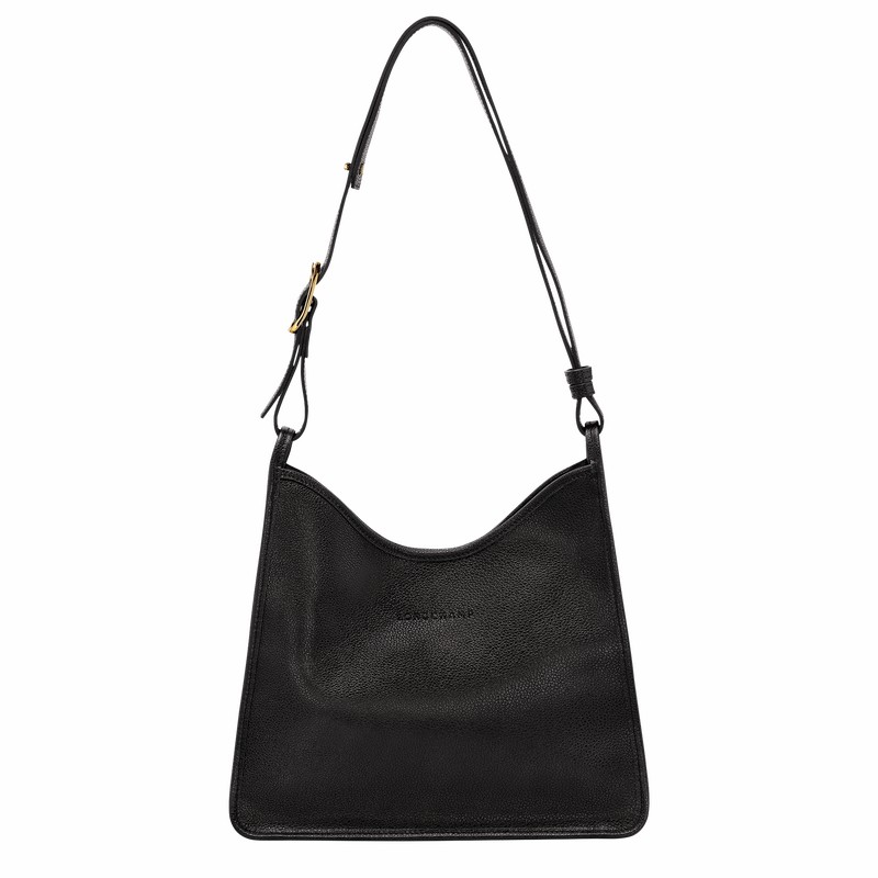 Longchamp Le FOULONNÉ M Hobo Tas Dames Zwart Uitverkoop | 10155021001