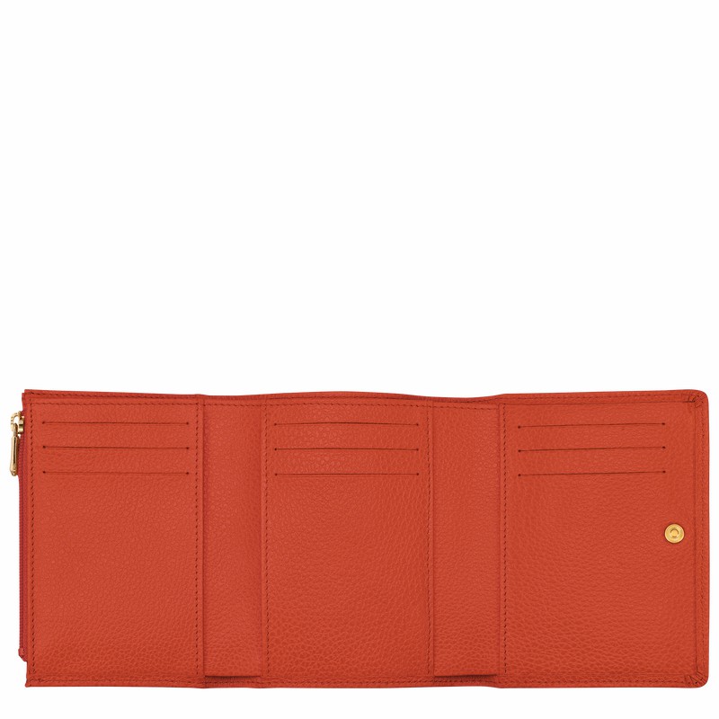 Longchamp Le FOULONNÉ Portefeuille Dames Oranje Uitverkoop | 30021021685