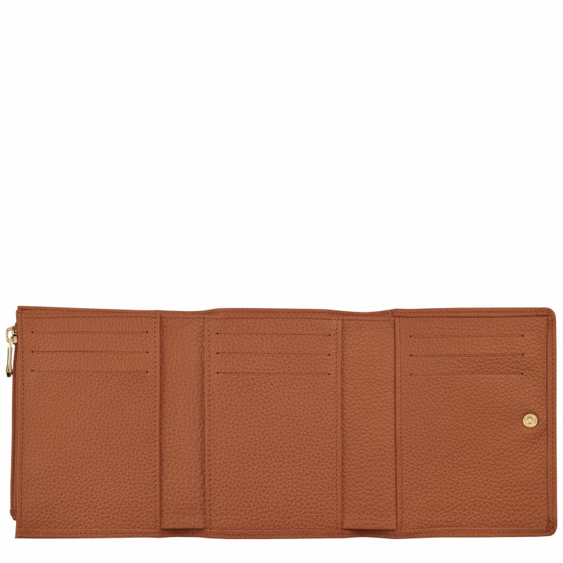 Longchamp Le FOULONNÉ Portefeuille Dames Caramel Uitverkoop | 30021021121