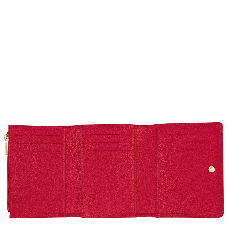 Longchamp Le FOULONNÉ Portefeuille Dames Rood Uitverkoop | 30021021C39