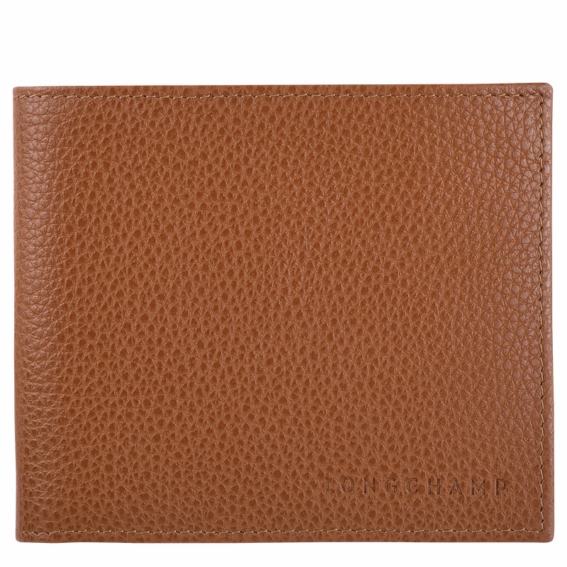 Longchamp Le FOULONNÉ Portefeuille Heren Caramel Uitverkoop | L3508021F72-