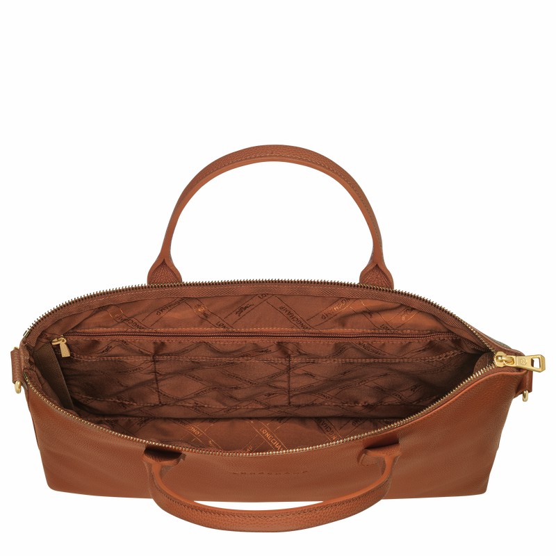 Longchamp Le FOULONNÉ S Aktentas Dames Caramel Uitverkoop | 20032021121