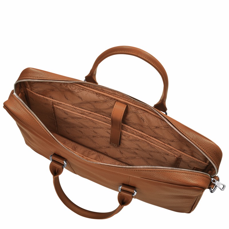 Longchamp Le FOULONNÉ S Aktentas Dames Caramel Uitverkoop | L2122021F72