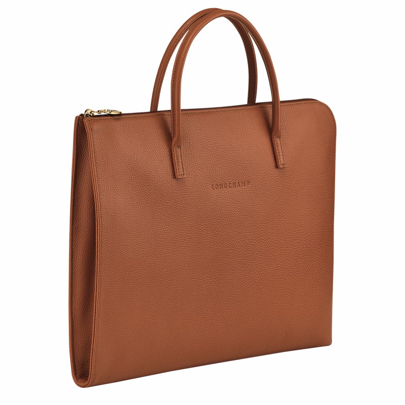 Longchamp Le FOULONNÉ S Aktentas Dames Caramel Uitverkoop | L2115021121