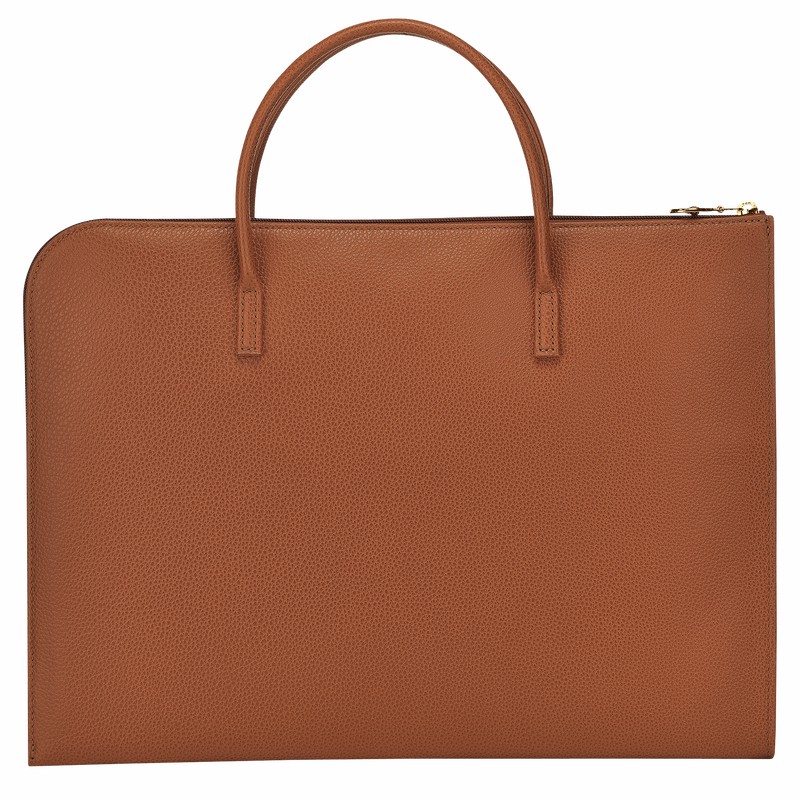 Longchamp Le FOULONNÉ S Aktentas Dames Caramel Uitverkoop | L2115021121