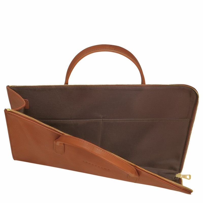 Longchamp Le FOULONNÉ S Aktentas Dames Caramel Uitverkoop | L2115021121