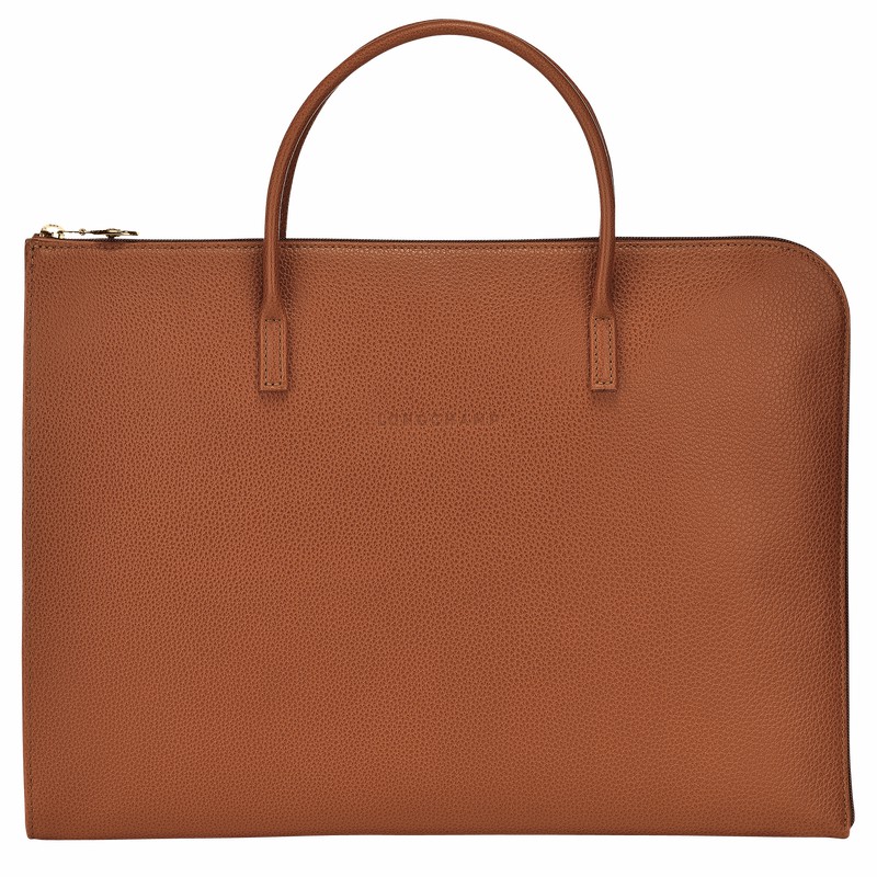 Longchamp Le FOULONNÉ S Aktentas Dames Caramel Uitverkoop | L2115021121