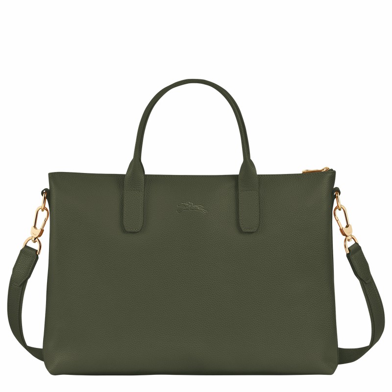 Longchamp Le FOULONNÉ S Aktentas Dames Khaki Uitverkoop | 20032021892