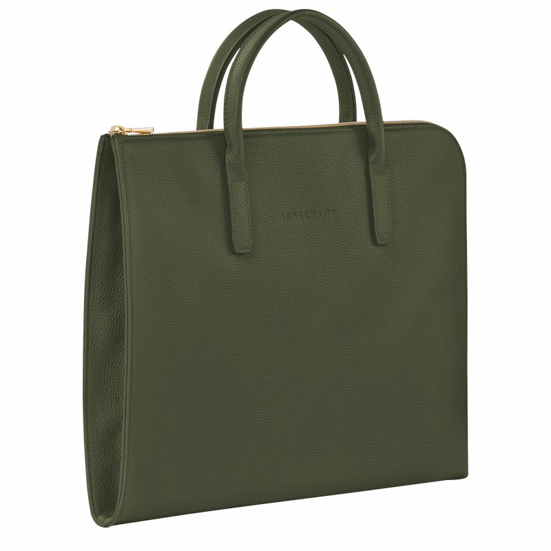 Longchamp Le FOULONNÉ S Aktentas Dames Khaki Uitverkoop | L2115021892