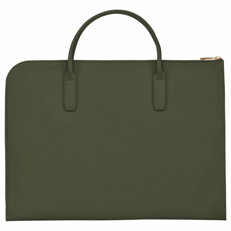 Longchamp Le FOULONNÉ S Aktentas Dames Khaki Uitverkoop | L2115021892