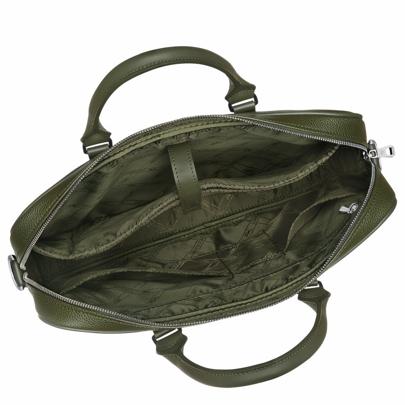 Longchamp Le FOULONNÉ XS Aktentas Heren Khaki Uitverkoop | L2121021A23-