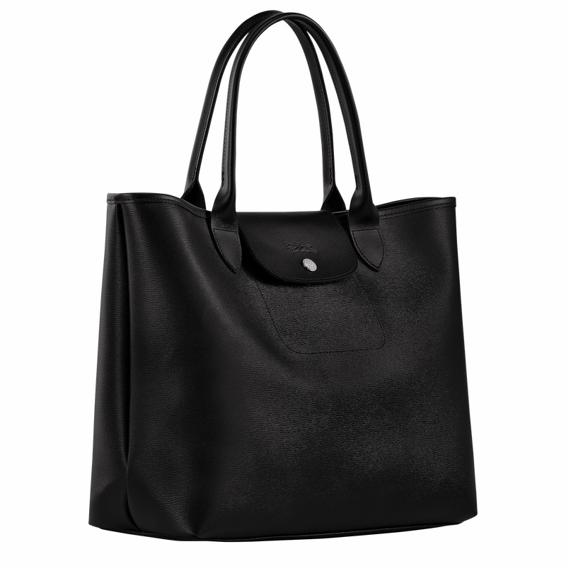 Longchamp Le Pliage City L Tote Tassen Dames Zwart Uitverkoop | 10182HYQ001