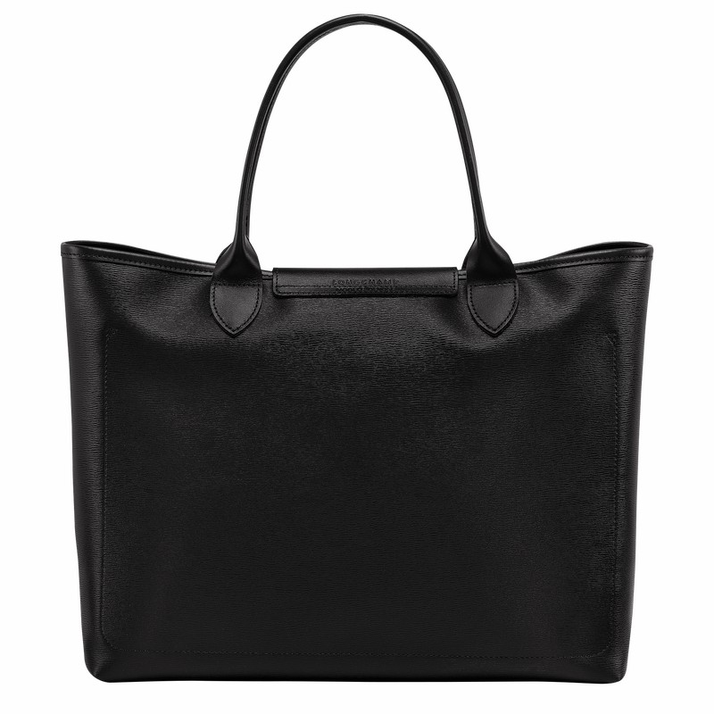 Longchamp Le Pliage City L Tote Tassen Dames Zwart Uitverkoop | 10182HYQ001