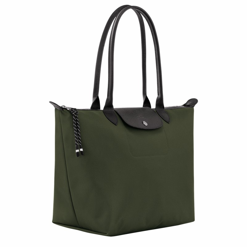 Longchamp Le Pliage Energy L Tote Tassen Dames Khaki Uitverkoop | L1899HSR892