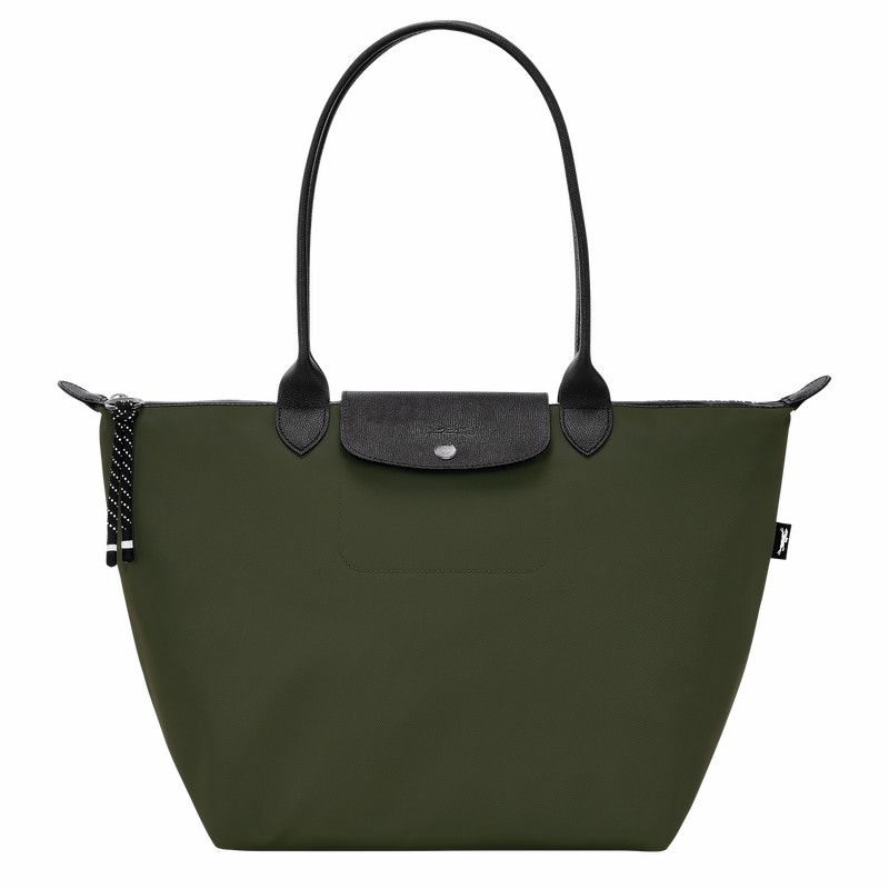 Longchamp Le Pliage Energy L Tote Tassen Dames Khaki Uitverkoop | L1899HSR892