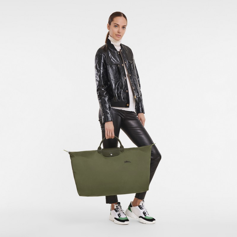 Longchamp Le Pliage Green M Reistas Dames Groen Uitverkoop | L1625919479