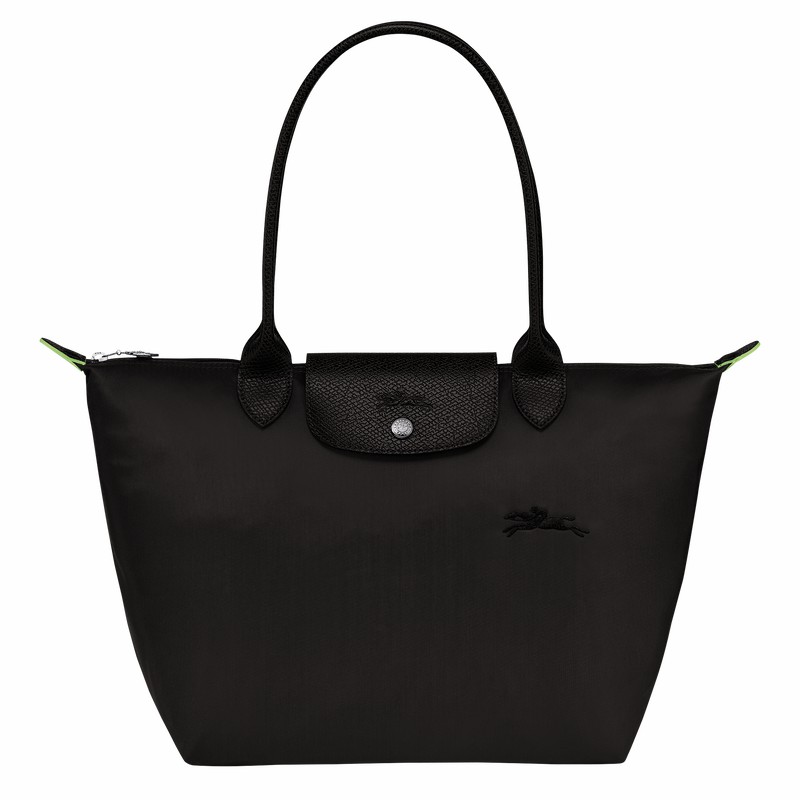 Longchamp Le Pliage Green M Tote Tassen Dames Zwart Uitverkoop | L2605919001