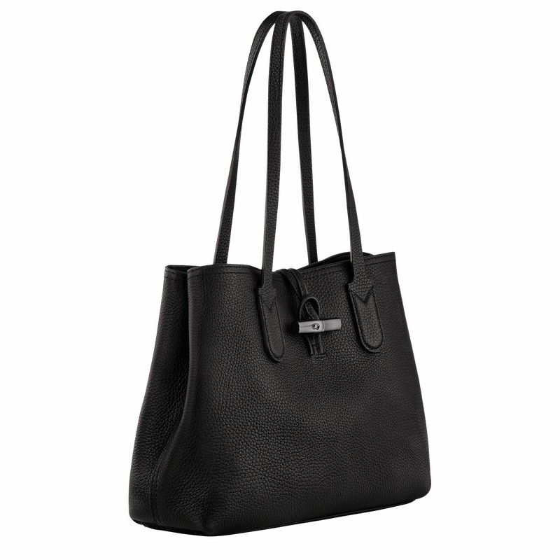 Longchamp Le Roseau Essential M Tote Tassen Dames Zwart Uitverkoop | 10183968001