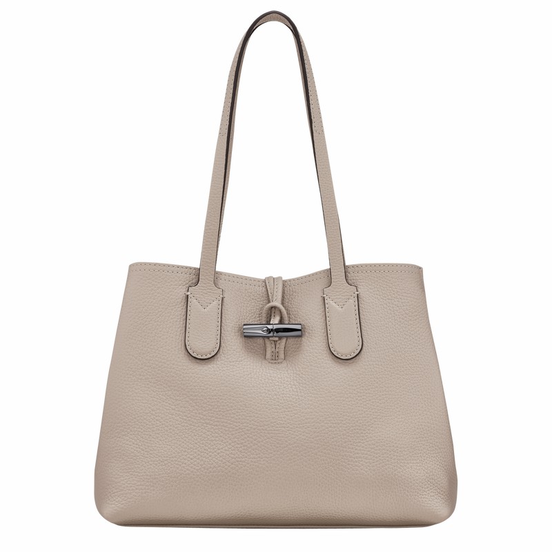 Longchamp Le Roseau Essential M Tote Tassen Dames Grijs Uitverkoop | 10183968266