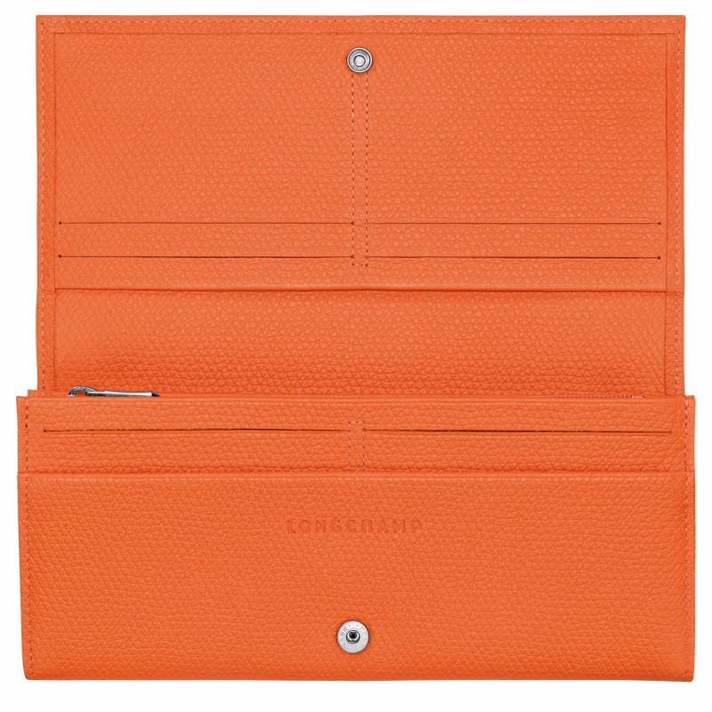 Longchamp Le Roseau Flap Portefeuille Dames Oranje Uitverkoop | L3044HFP017