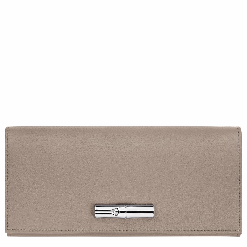 Longchamp Le Roseau Flap Portefeuille Dames Grijs Uitverkoop | L3044HFP266