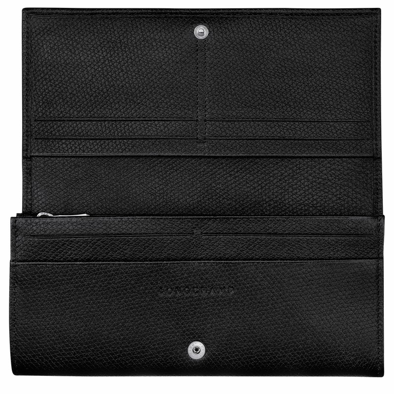 Longchamp Le Roseau Flap Portefeuille Dames Zwart Uitverkoop | L3044HFP001